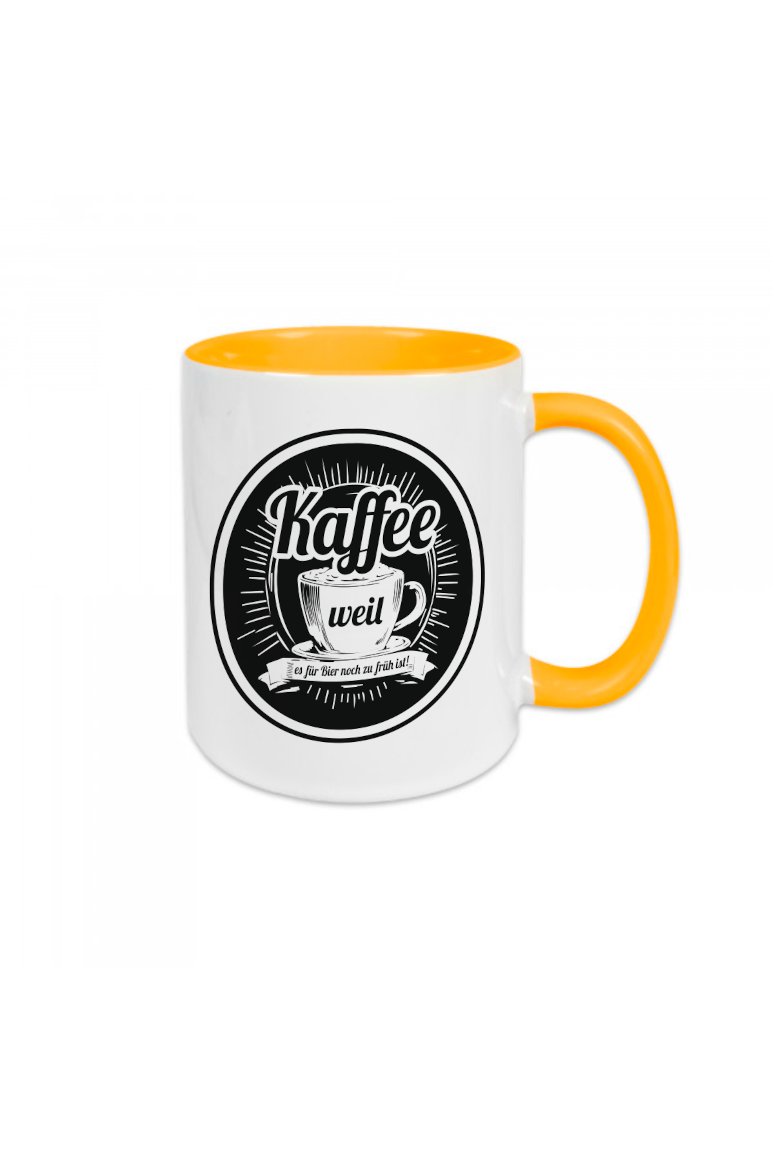 bunte Keramiktasse Kaffee weil....